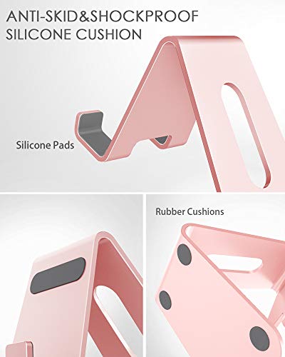 CreaDream Phone Stand Holder, Aluminum Phone Stand for Desk - color: Rose Gold