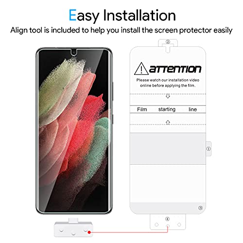 TAURI [Designed for Samsung Galaxy S21 Ultra 5G 6.8a - inch Flexible TPU Film Privacy Screen Protector + Camera Lens Protector Bubble-Free 2 Pack, Fingerprint Unlock Support