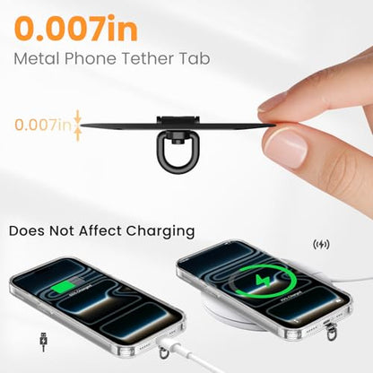 COCASES Metal Phone Tether Tab, Ultra-thin 360° Rotating Phone Lanyard Tab - color: Black*3