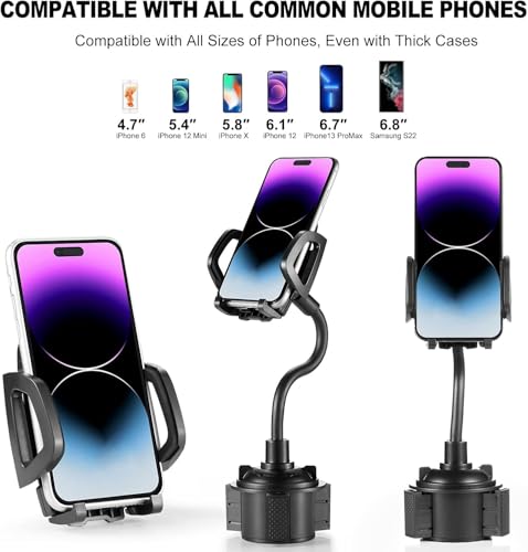 YUHENG Car Cup Holder Phone Mount, 360° Rotating Adjustable Gooseneck, Universal Cupholder Cell Phone Cradle for iPhone Samsung, Secure Fit, One-Touch Release - color: Blue