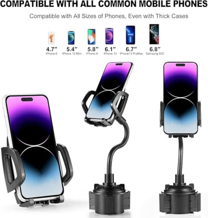 YUHENG Car Cup Holder Phone Mount, 360° Rotating Adjustable Gooseneck, Universal Cupholder Cell Phone Cradle for iPhone Samsung, Secure Fit, One-Touch Release - color: Blue