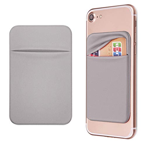 OBVIS Cell Phone Pocket Self Adhesive Card Holder Stick On Wallet Sleeve with Adhesive RFID Card ID Credit Card ATM Card Holder for iPhone Android 2 PACK GRAY - color: Gray
