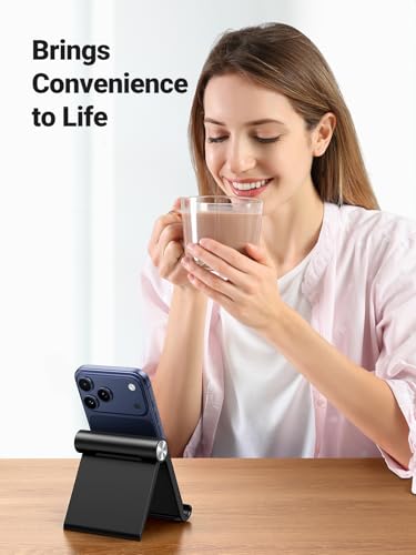 UGREEN Cell Phone Stand Holder for Desk Adjustable Compatible with iPhone 13 12 Pro Max 11 SE XS XR 8 Plus 6 7 Galaxy Note20 S20 S10 S9 S8 Foldable Black - color: Black