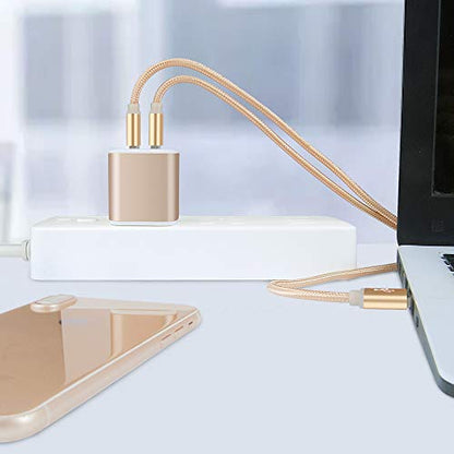 USB Power Adapter, Wall Plug Ailkin 2-Pack 5V/2.1A Fast Charging Cell Phone - color: Gold