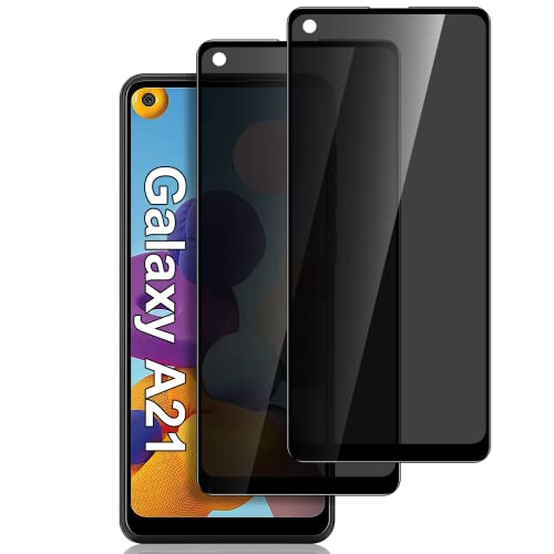 [2 Pack] for Samsung Galaxy A21/A21S Privacy Screen Protector, [Full Coverage] Anti Spy HD Clarity 9H Tempered Glass Screen Protector, Scratch Resistant, Bubble Free, Easy Insall, Case Friendly (6.5 - size: Samsung Galaxy A21/A21S