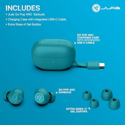 JLab Go Pop ANC True Wireless Earbuds with Dual Connect, Teal - color: Teal