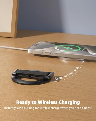 SUPERONE for MagSafe Phone Grip Kickstand, Removable Magnetic Ring Holder - color: Matt Black