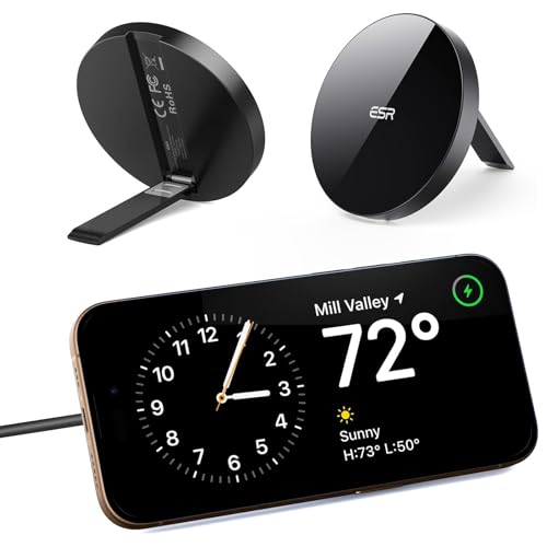 ESR for Magsafe Charger, Wireless Charger Kickstand, Charging Pad for iPhone 16/15/14/13/12 Series and AirPods 4/3/Pro/Pro 2, Galaxy S25 Strong Magnetic with 5 ft Removable Cable, Black - color: Black