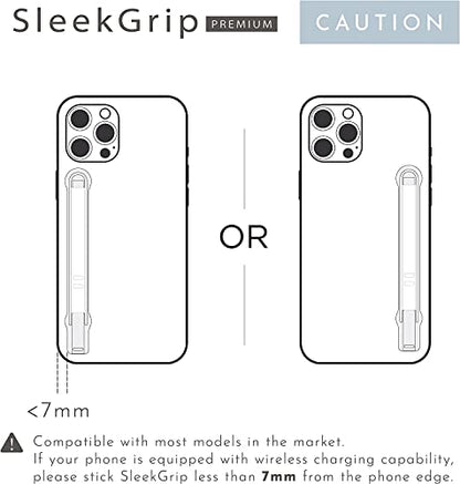 SleekStrip SleekGrip-Premium Ultra Thin Phone Grip Stand,Slim Metal Finger Loop Ring Hand Holder Strap Cell Phone Grips for iPhone 16 Pro Max,17,Android,Case Back - Chrome x Black Vegan Leather - color: Chrome x Black Vegan Leather