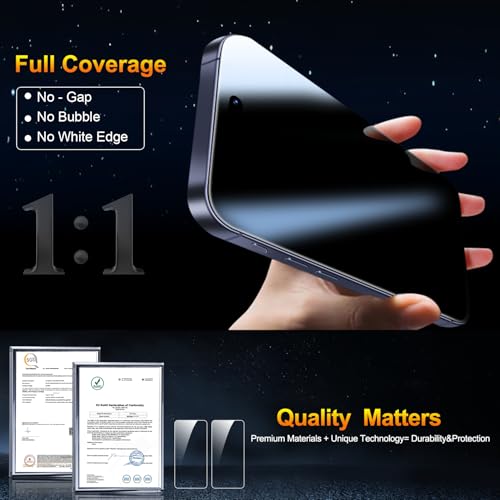 QsmQam 3 Pack Screen Protector for iPhone 17 Pro 6.3 Inch + 1 Pack Individual Camera Lens Protector, Ultra HD Tempered Glass, Military Grade Shatterproof, Case Friendly [with Installation Frame] - size: iPhone 17 Pro