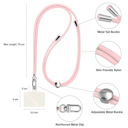 TBOC 2X Cell Phone Lanyard [Light Pink] - Comfortable Universal Smartphone Lanyard - Easy to Use Neck Phone Holder [White Ice Patch] - Adjustable Length Phone Strap Crossbody - Fits All Mobile Phones - color: Light Pink