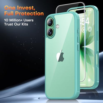 TAURI for iPhone 17 Case, Anti-Yellowing with Screen Protector, Military-Grade Protection Shockproof Slim Phone Case for iPhone 17, Green - color: E-Green