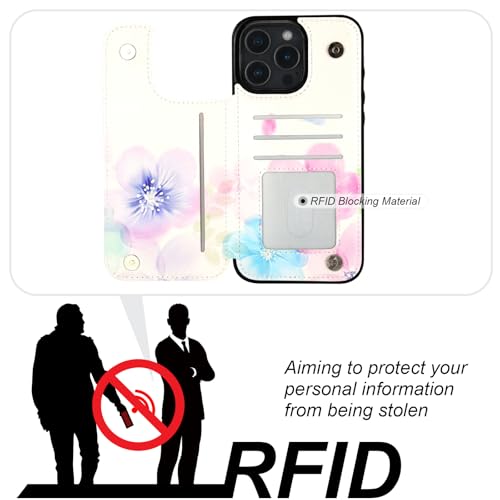 HAOPINSH for iPhone 16 Pro Max Wallet Case with Card Holder, Pale Flower Pattern Back Flip Folio PU Leather Kickstand Card Slots Case for Women Girls, Double Magnetic Clasp Shockproof 6.9" - color: Pale Flower