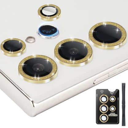 Camera Lens Protector for Samsung Galaxy S25 Ultra, Glitter Gold - color: Glitter Gold