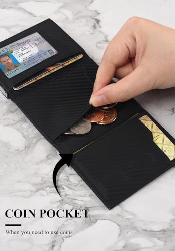 Wallet For Men Trifold,Pop Up Wallet By Metal&Leather,RFID Blocking - color: Black