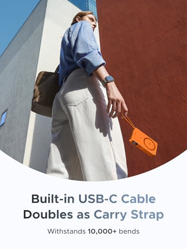 UGREEN MagFlow 10000mAh Qi2 25W Wireless Power Bank Built-in Cable - color: Orange