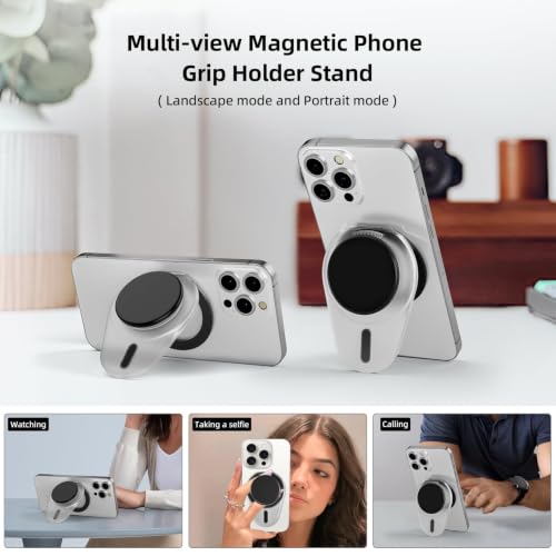 Grippopso for Magsafe Phone Grip, Magnetic Phone Grip Holder - color: Clear Purple