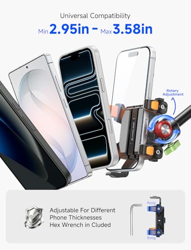 MAGIC JOHN Metal Car Phone Holder 360° Rotation Suction Mount Windshield