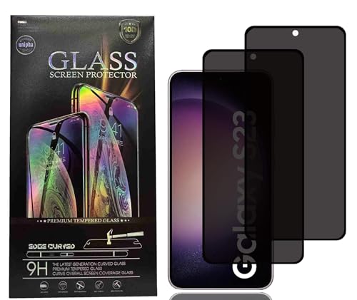 CJY For Samsung Galaxy S23 Privacy Screen Protector, 2+2 Pack Tempered Glass with Camera Lens Protector, 9H Hardness, Fingerprint Compatible, Case Friendly, Anti-Spy HD Glass - color: Samsung Galaxy S23 Privacy