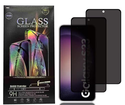 CJY For Samsung Galaxy S23 Privacy Screen Protector, 2+2 Pack Tempered Glass with Camera Lens Protector, 9H Hardness, Fingerprint Compatible, Case Friendly, Anti-Spy HD Glass - color: Samsung Galaxy S23 Privacy