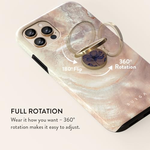 BURGA Cell Phone Ring, Holder Grip and Stand - Finger Phone Grip for Back of Smartphone Case, Kickstand 360 Rotation, Universal Ring for iPhone Samsung Galaxy Huawei Google Pixel, Stylish Accessories - color: Velvet Night, style: Gold