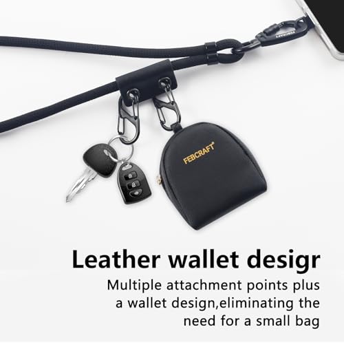 Cell Phone Lanyard Crossbody,Anti Theft Phone Strap,with Steel Wire & Lock,Clip and Go Strap for Phone with Wallet Crossbody,Travel Essentials,Commuting,Daily Convenience,Black