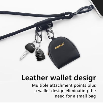 Cell Phone Lanyard Crossbody,Anti Theft Phone Strap,with Steel Wire & Lock,Clip and Go Strap for Phone with Wallet Crossbody,Travel Essentials,Commuting,Daily Convenience,Black