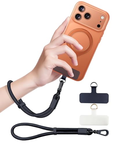 Phone Lanyard, Phone Wrist Strap with 2 Tether Tabs for All Phones, Black - color: Black