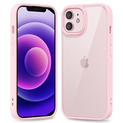 oakxco Thin Slim Clear case for iPhone 12 Mini, Transparent Hybrid Hard Shell Plastic & Soft Silicone Rubber Bumper, Non-Yellow Acrylic Protective Lightweight Cover for Women, Light Pink - color: Light Pink, size: 12 Mini