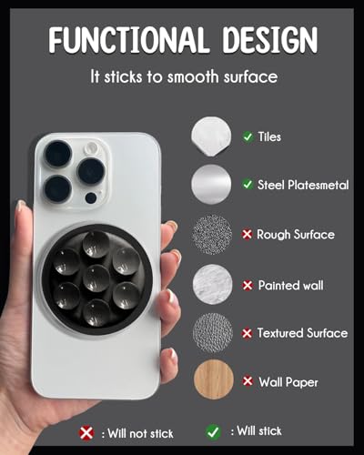 On The Grip Magnetic Silicone Suction Cup Phone Mount with Hands-Free Stand - Perfect for Selfies, Videos, Durable, Secure Grip, One-Touch Holding, Lightweight, Sleek Design (Purple)