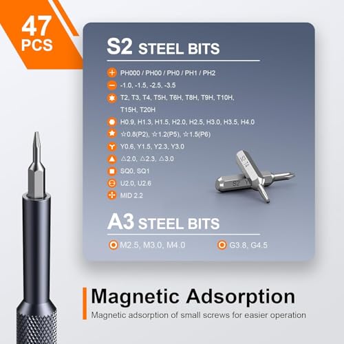 JOREST 50‑in‑1 S2 Steel Precision Screwdriver Set with Security Torx - size: 50 in 1