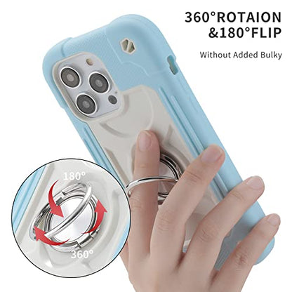 MARKILL Compatible with iPhone 14 Pro Case 6.1 Inch with Built-in Ring Stand, Military Grade Drop Protection Full Body Rugged Heavy Duty Case 3 in 1 Protective Durable Cover - color: Ice Blue, size: iPhone 14 Pro 6.1"