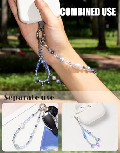 Handmade Beaded Charm Cell Phone Camera Lanyard, Wrist Strap with Tether Tab,Phone Chain String, Keychain Wallet Decor - style: Mermaid