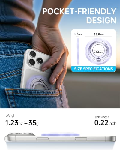 SYNCWIRE Magnetic Phone Ring Holder, for MagSafe Phone Grip Stand Kickstand - color: Lilac Purple