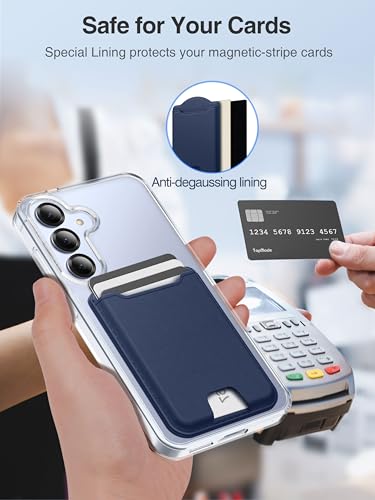 TopMade for MagSafe Wallet, 4 Cards Holder, Strongest Magnetic Phone Wallet - color: Dark Blue