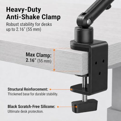 Tablet Arm Mount for Desk, 30” Long iPad Holder with C-Clamp, 4.7-15.6 in
