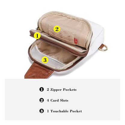 Travel Small Sling Bag for Women Anti Theft Crossbody Bags Phone Purse Cross Body Fanny Pack Over the Shoulder Bags(White Brown) - color: White Brown