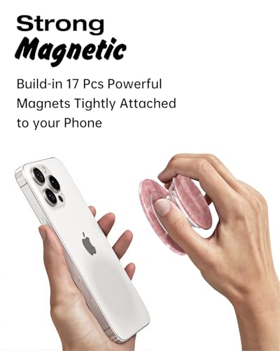 Svanove Magnetic Phone Grip Compatible with Magsafe Phone Grip Holder, Collapsible Cheetah Print Mag Safe Cellphone Grips Kickstand, Cute Leopard Stand for iPhone Samsung Android, Pink - color: Pink