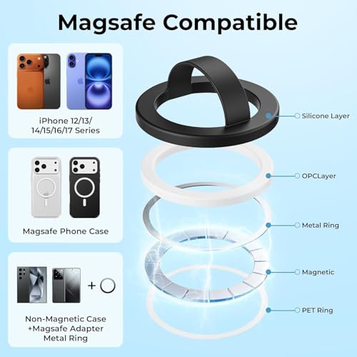 Magnetic Finger Loop Grip for iPhone 17/16/15/14/13/12 Series, Gradient - color: Gradient