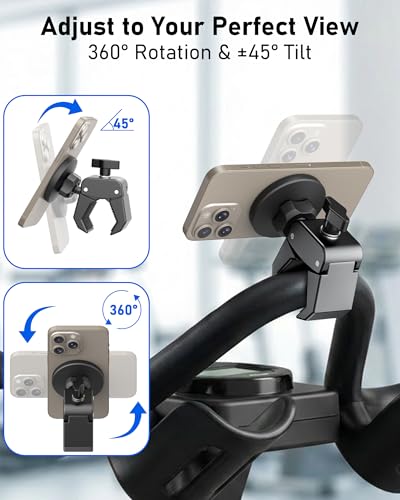 Phone Holder for Peloton Bike, Magnetic Phone Mount Clamp for Spin Bicycles