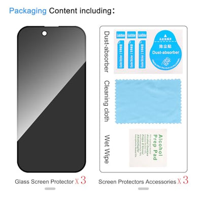 3 Pack Privacy Screen Protector for iPhone Air, Anti-Spy Glass