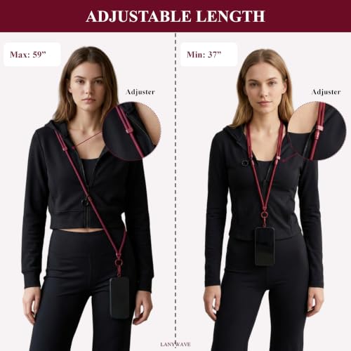 4-in-1 Phone Lanyard, Crossbody, Neck, Wrist & Finger Strap - color: Red