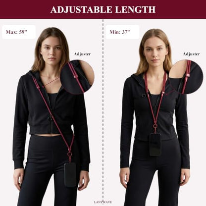 4-in-1 Phone Lanyard, Crossbody, Neck, Wrist & Finger Strap - color: Red