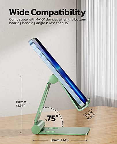 Nulaxy Full Aluminum Dual Folding Cell Phone Stand for Desk, Green - color: G-Green