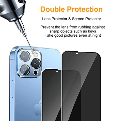 PEHAEL for iPhone 13 Pro Privacy Screen Protector+Camera Lens Protector