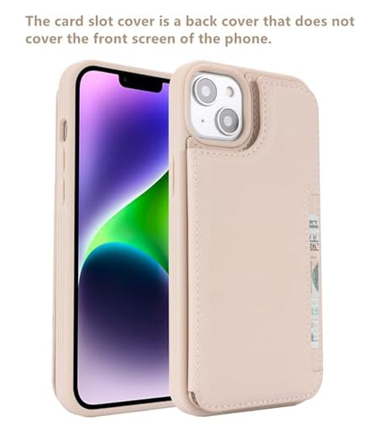 iCoverCase Compatible with iPhone 14 Plus Phone Case with Card Holder, Wallet Case for Women Men RFID Blocking PU Leather Protective Case 6.7 Inch (Beige) - color: Beige