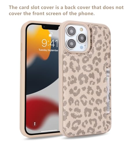 iCoverCase Compatible with iPhone 13 Pro Case with Card Holder, Wallet Phone Case for Women Men RFID Blocking PU Leather Protective Case 6.1 Inch (Beige Leopard) - color: Beige Leopard