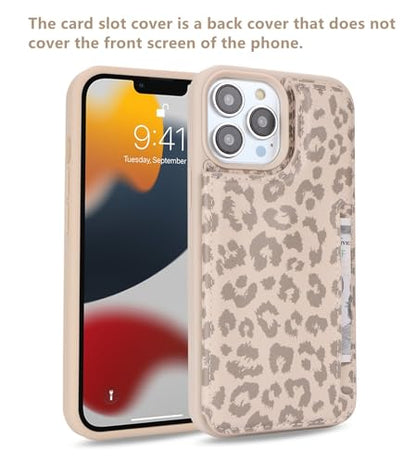 iCoverCase Compatible with iPhone 13 Pro Case with Card Holder, Wallet Phone Case for Women Men RFID Blocking PU Leather Protective Case 6.1 Inch (Beige Leopard) - color: Beige Leopard