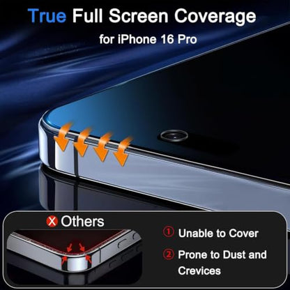 Ferilinso Privacy Screen Protector for iPhone 16 Pro, Tempered Glass - size: iPhone 16 Pro 6.3 INCH