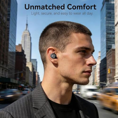 TOZO T10 Wireless Earbuds Powerful Bass Stereo Wireless Charging, APP, IPX8 - color: Black